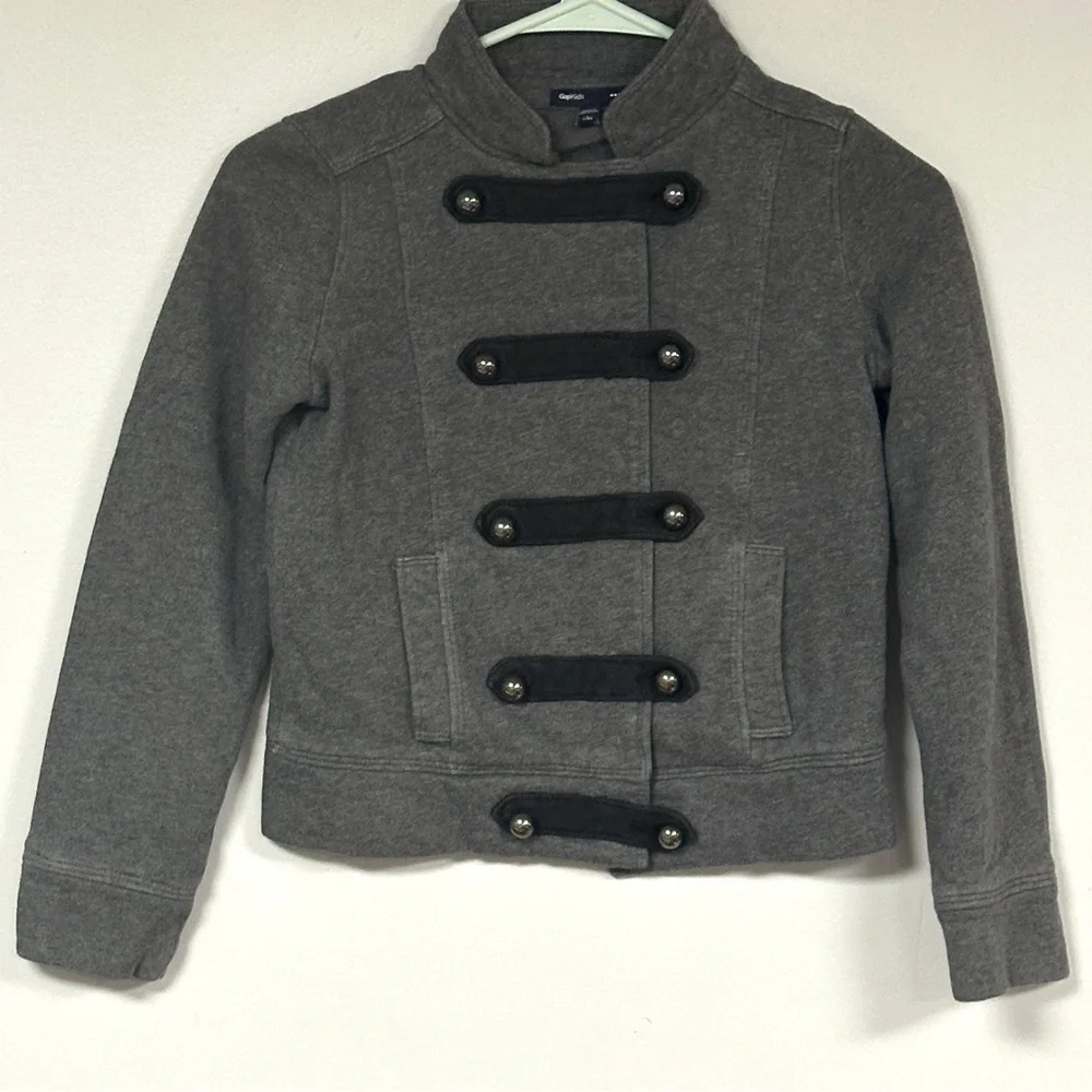 GAP Gray Kids Pea / Circus Master Jacket with Black Accents & Silver Buttons, 10